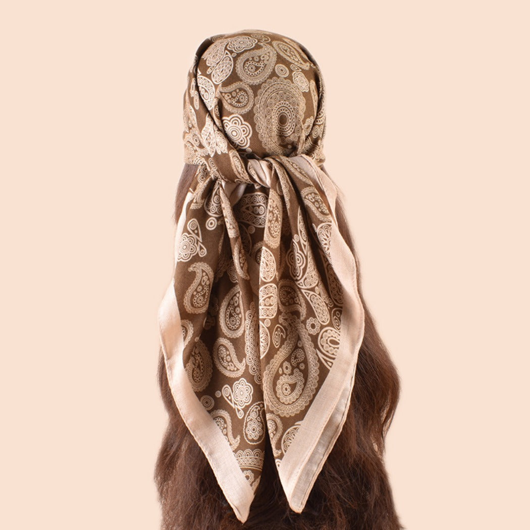 Scarvii - Classic Vintage Paisley Square Scarf - 35inch