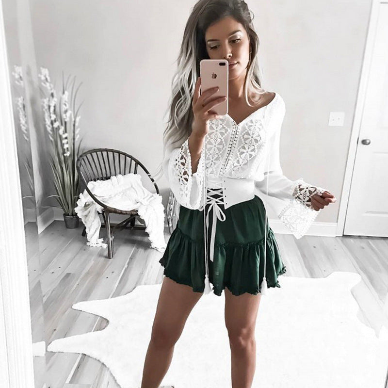 New White Long Sleeve Lace Top
