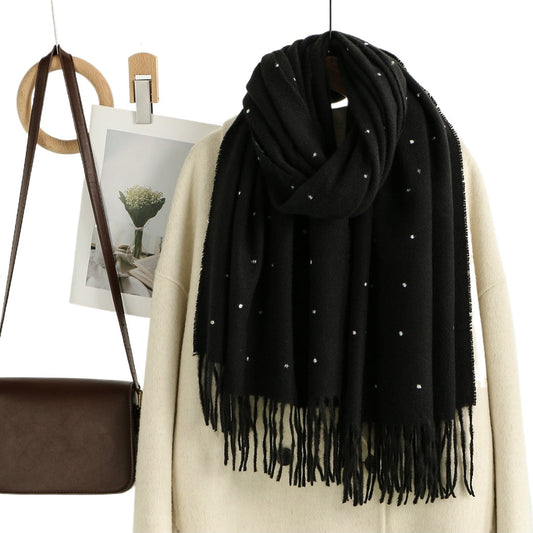 Sscarvii - Polka Dots Tassel Winter Scarf