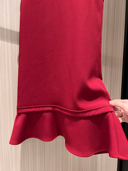 Gucci Sleeveless Vest Dress Red Polyester Fiber