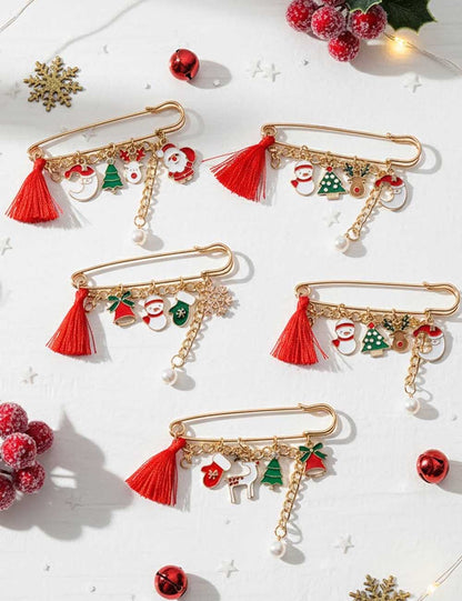 Funny Santa Claus Snowflake Cartoon Brooch