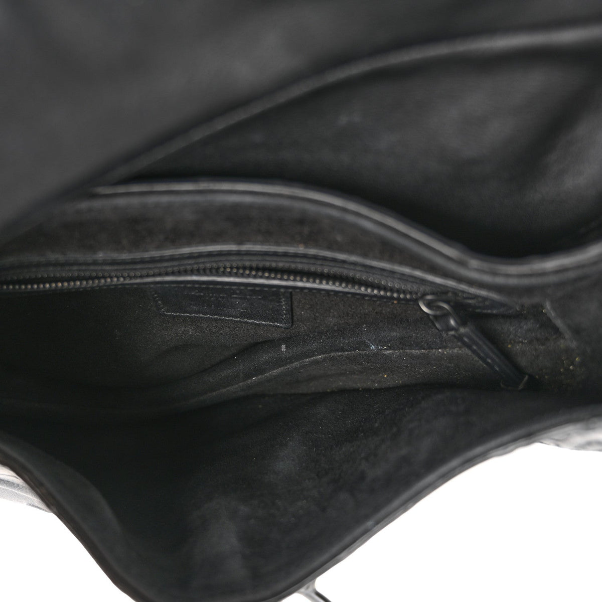 Calfskin Embossed Oblique Saddle Bag Black