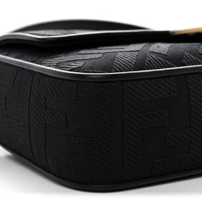 Canvas Vitello King Extra Strap FF Embroidered Baguette Black