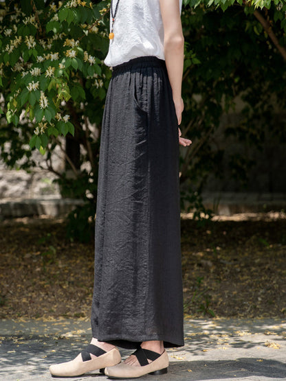 Simple Wide Legs Loose Elasticity Solid Color Casual Pants Bottoms