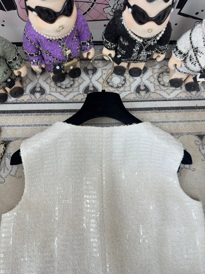 CC Vest Coat White Cotton Polyamide 232717