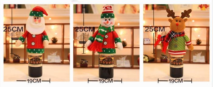 Christmas Figurines Champagne Bottle Set