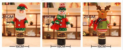 Christmas Figurines Champagne Bottle Set