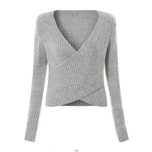 Autumn Sexy Cross V-Neck Sweater