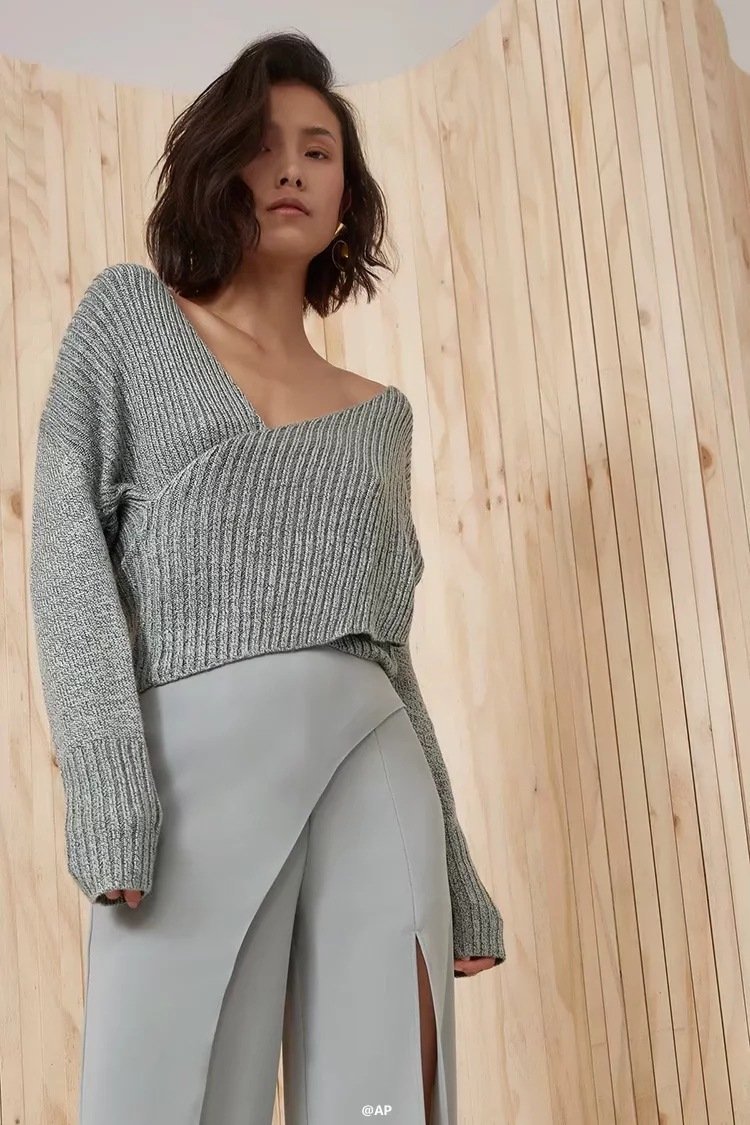 Autumn Sexy Cross V-Neck Sweater