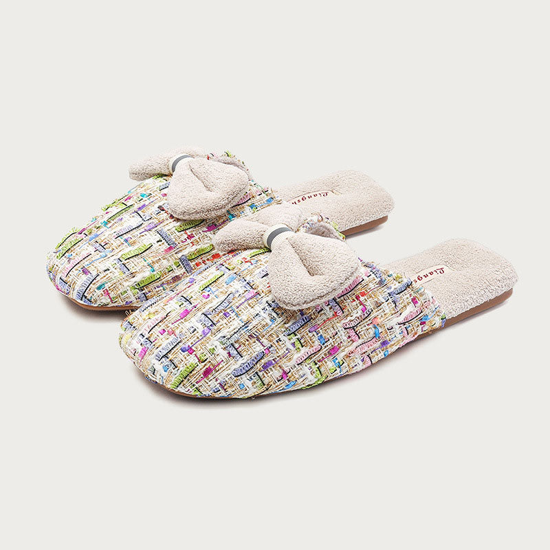 Trendy Bow Knot Thicken Plush Indoor Slippers