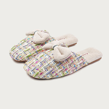 Trendy Bow Knot Thicken Plush Indoor Slippers