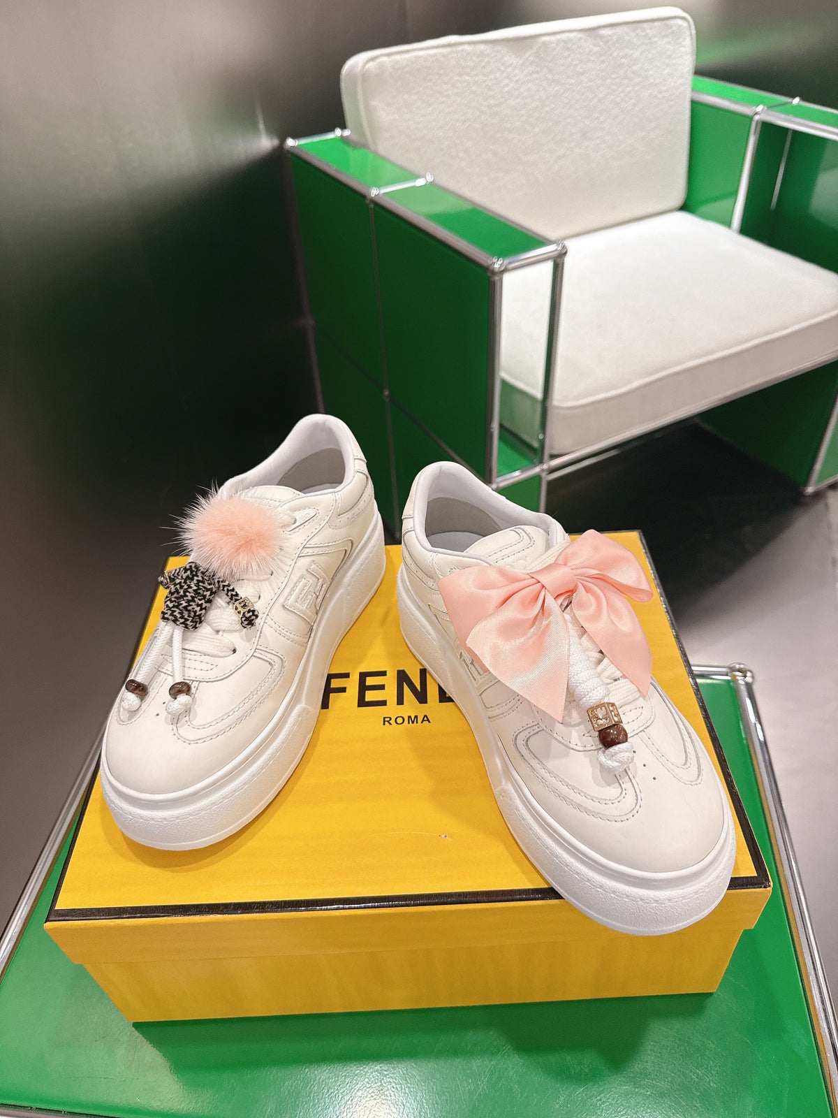 Fendi 2025 Match Platform Sneakers White Leather 562575