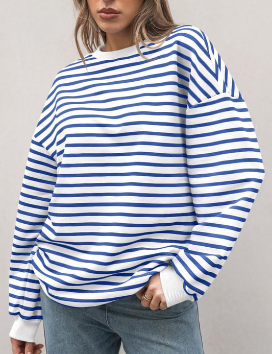 Striped Loose Color Block Casual Sweatshirt