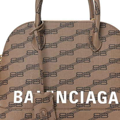 Coated Canvas BB Monogram S Ville Top Handle Bag Beige Brown
