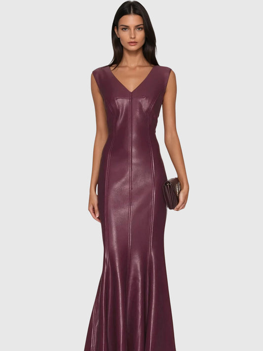 Cordelia Sleeveless Leather Maxi Dress