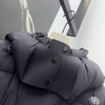 Burberry 25 Stand Collar Hooded Down Jacket Black Polyester