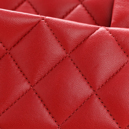 Lambskin Quilted Small Double Flap Dark Red