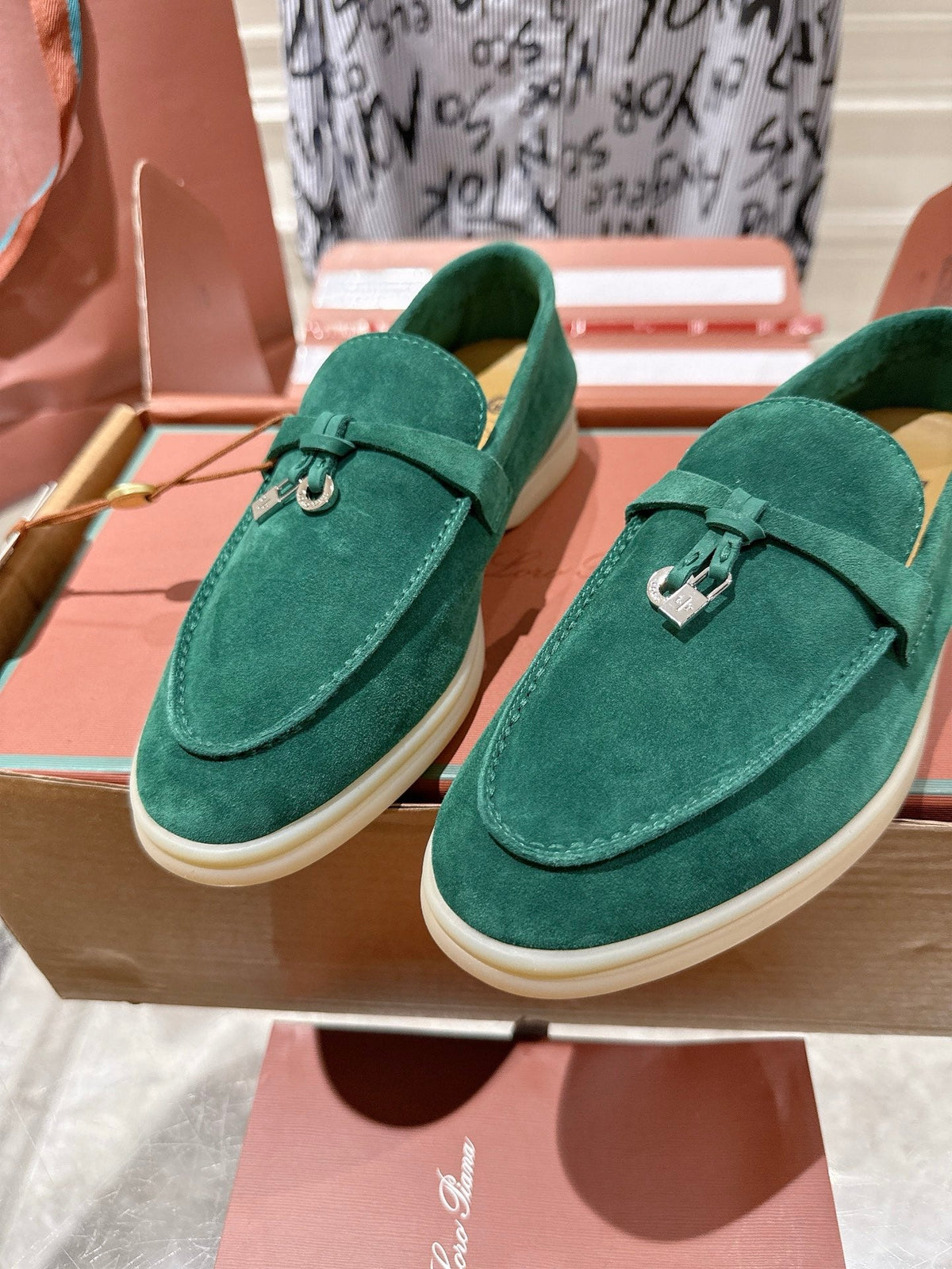 LP Summer Charms Walk Loafers Deep Green Suede 565857