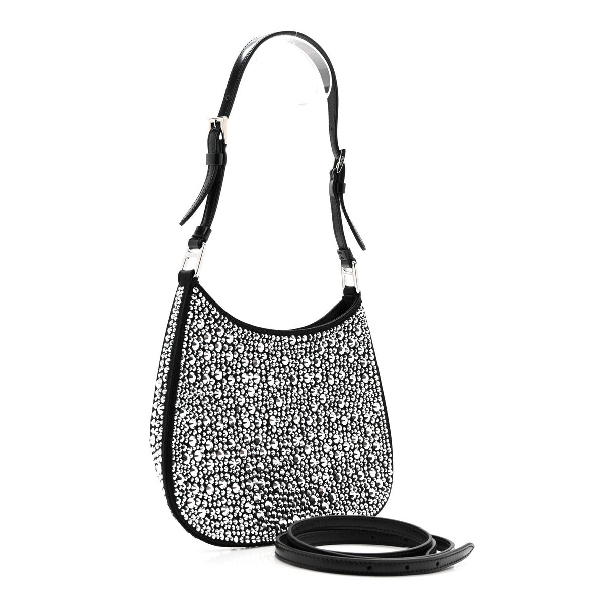 Satin Crystal Cleo Adjustable Strap Shoulder Bag Metal