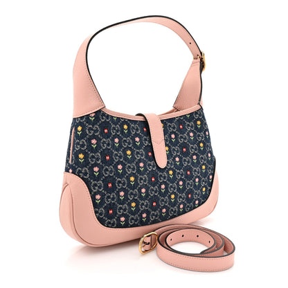 New Denim GG Monogram Calfskin Love Parade Small Jackie 1961 Hobo Light Pink