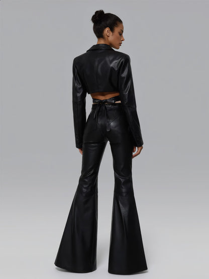 Maya Faux Leather Two Piece Set