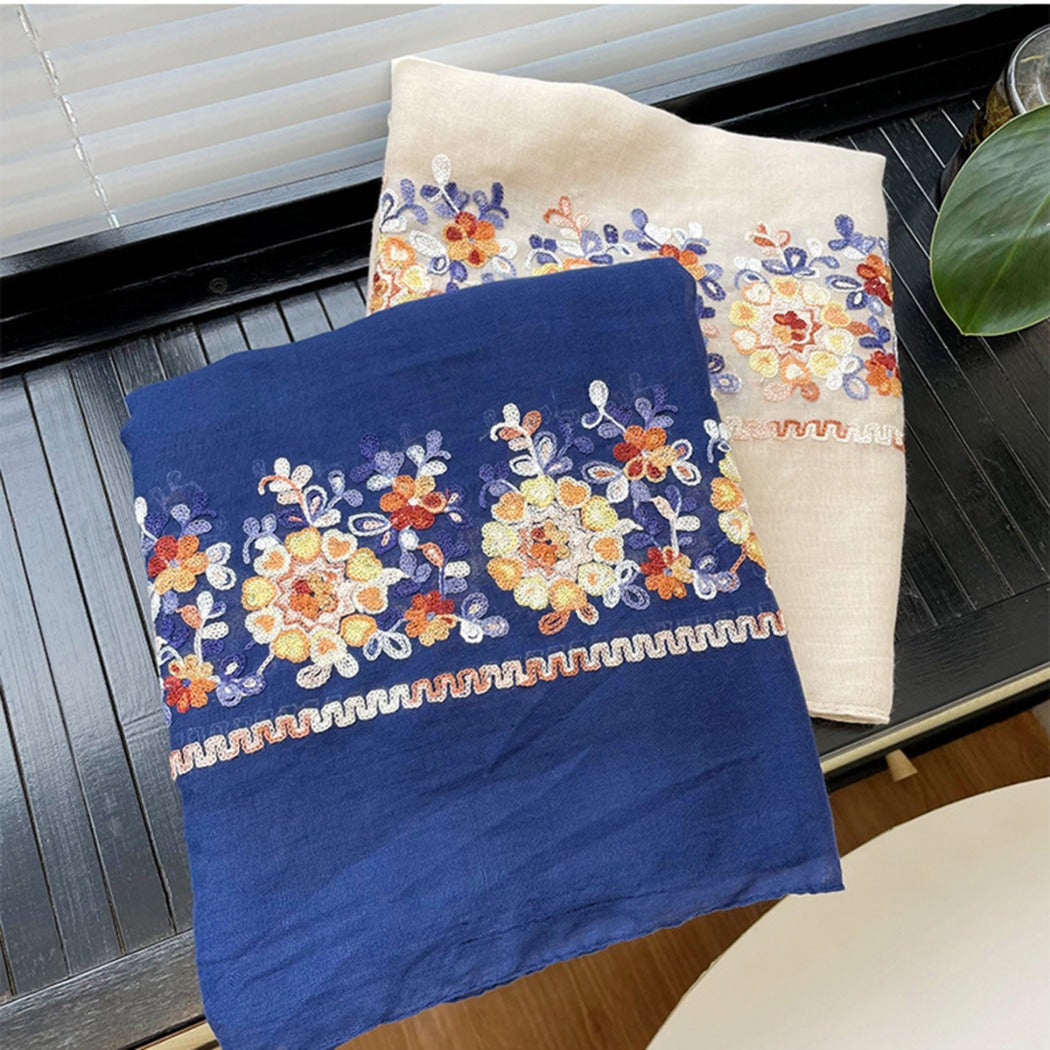 Scarvii - Boho Embroidered Floral Scarf - Soft &amp; Charm