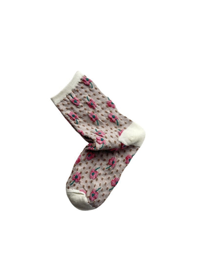 Rufia - Floral Embossed Bohemian Mid-Crew Socks