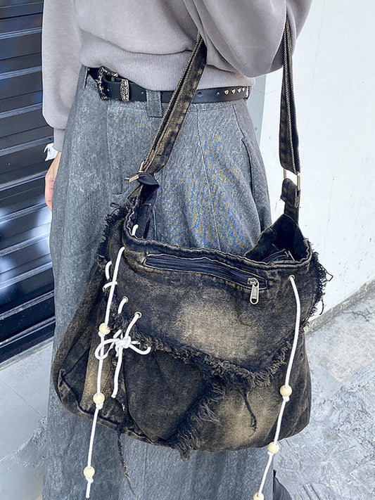 Drawstring Fringed Split-Joint Bags Crossbody Bags