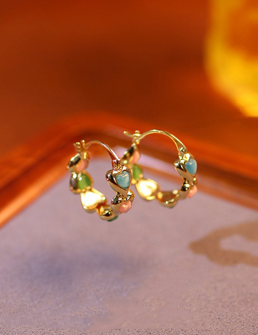 Colorful Teardrop Beaded Hoop Earrings