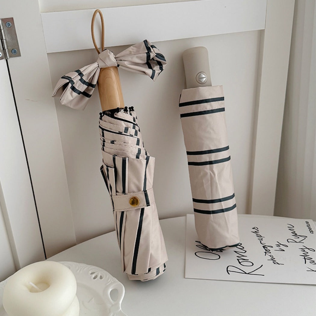 Rano - Beige &amp; Green Stripe Compact Umbrella (Auto/Manual)
