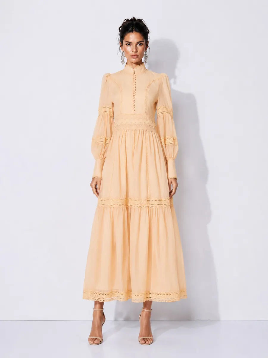Catalina Organza Puff-Sleeve Maxi Dress