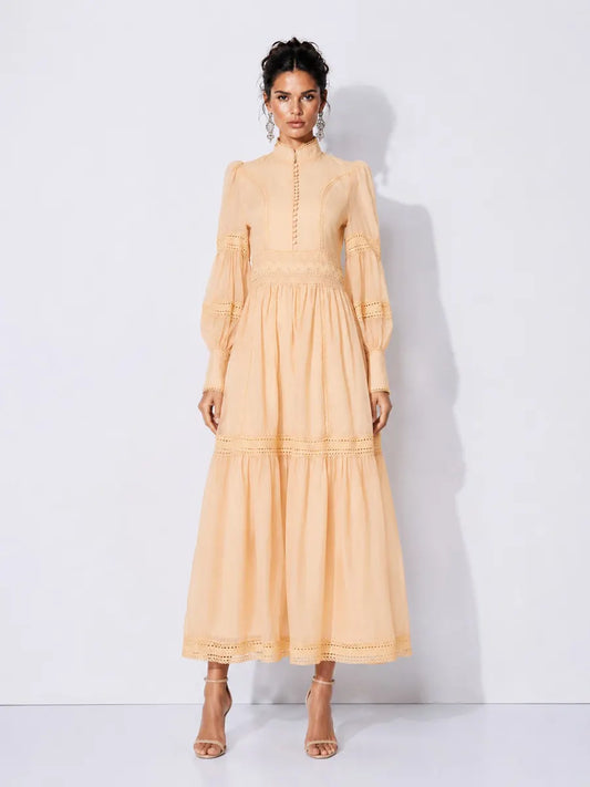 Catalina Organza Puff-Sleeve Maxi Dress