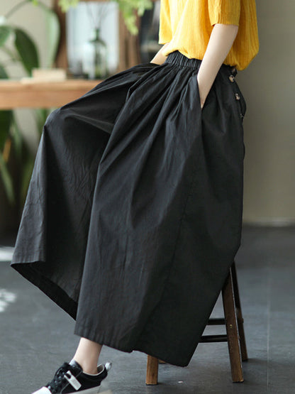 Vintage Casual Loose Ramie Cotton Wide Leg Pants