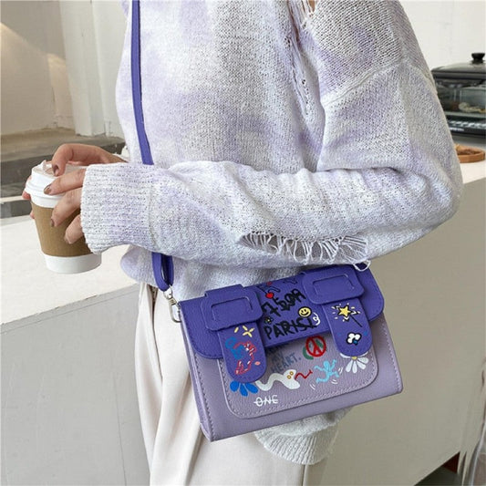 Multicolored Print Wear-Resisting Classic Paneled Bag