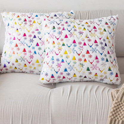Soft Plush Christmas Snowflake Square Pillow Covers