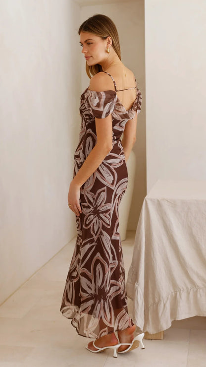 Adrianna Maxi Dress - Brown Floral