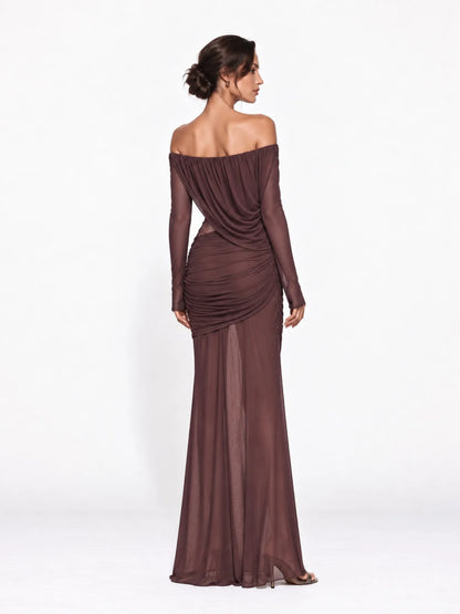 Rosalinda Off-Shoulder Pleated Maxi Dress