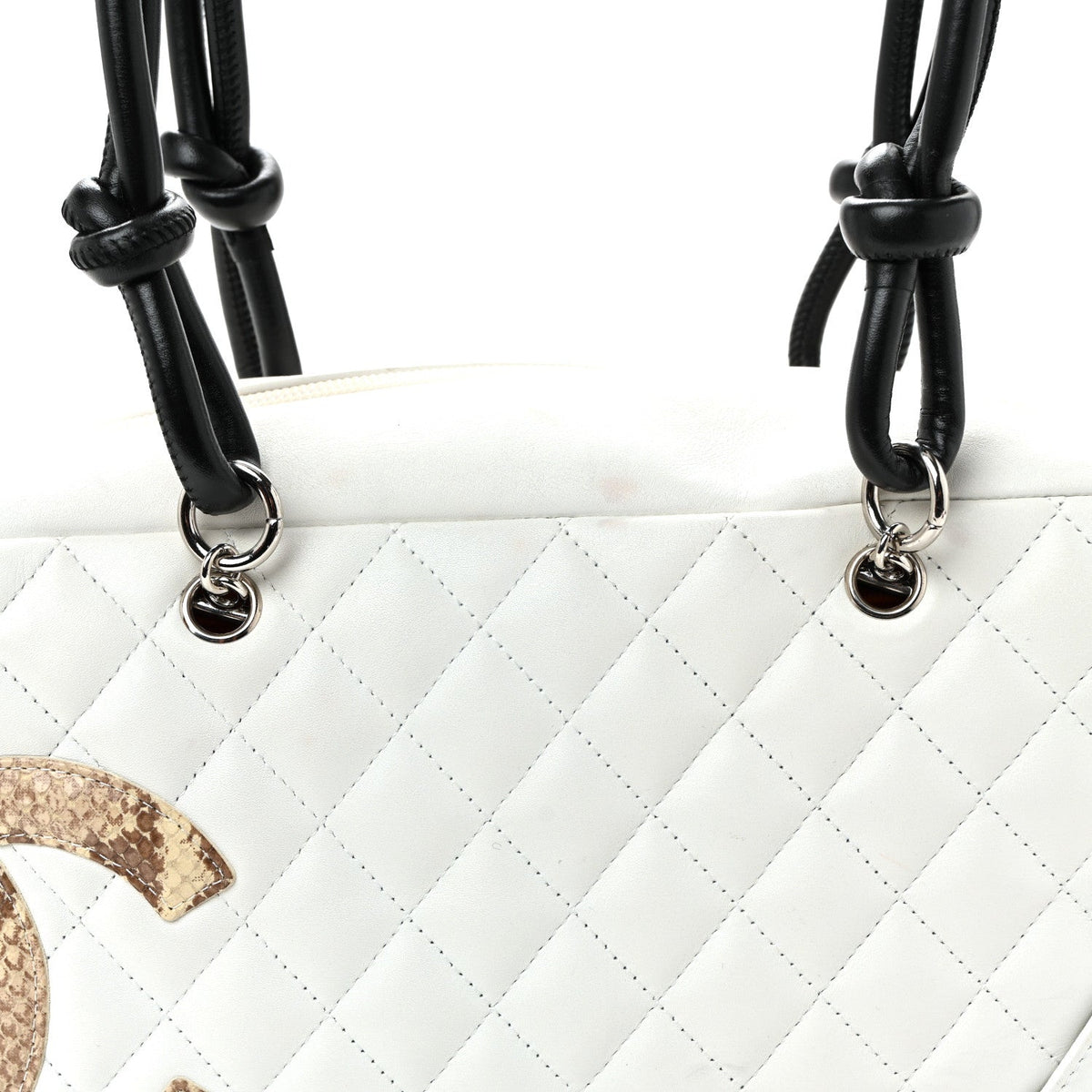 Calfskin Python Quilted Large Cambon Bowler White