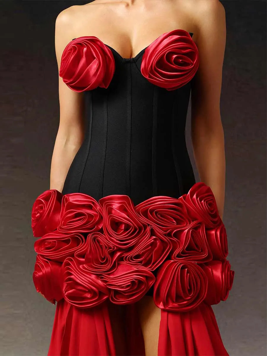 Aveline Sleeveless Flowers Bandage Maxi Dress