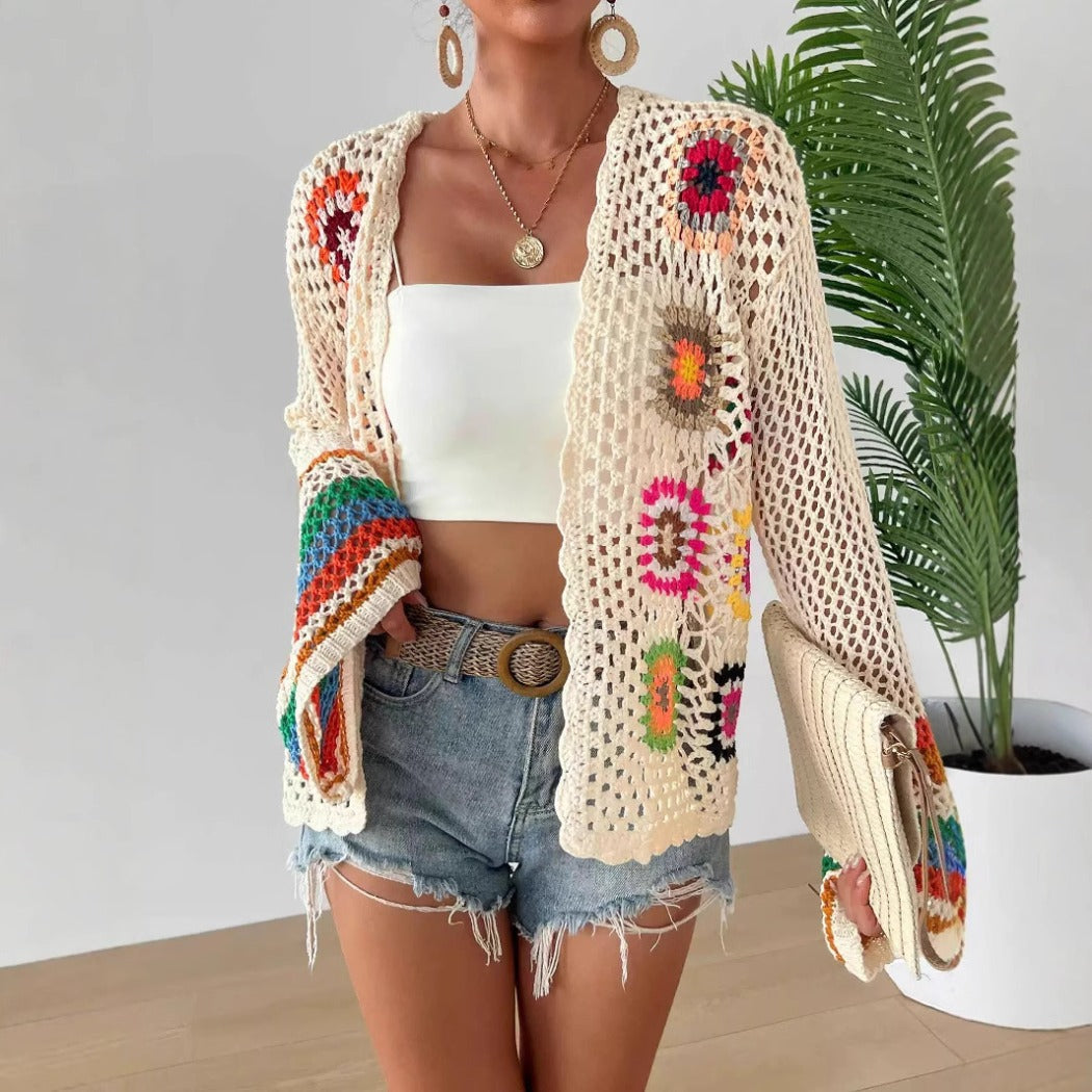 Crosa - Bohemian Rainbow Crochet Cardigan