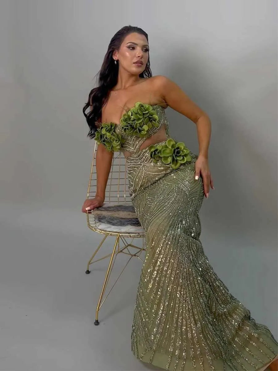Calliope Floral Sequined Maxi Dress
