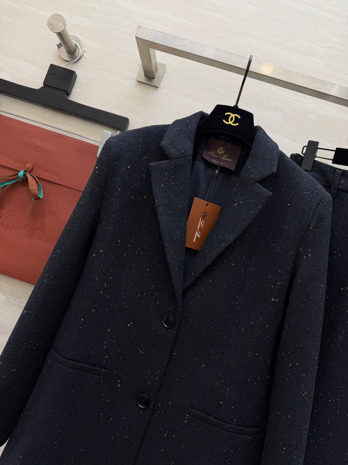 LP Blend Suit Set Dark Blue Spotted Wool 346557