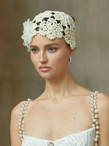 Thea Floral Crochet-Knit Bucket Hat
