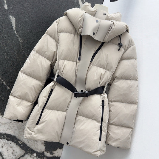 Burberry 25 Stand Collar Hooded Down Jacket White Polyester