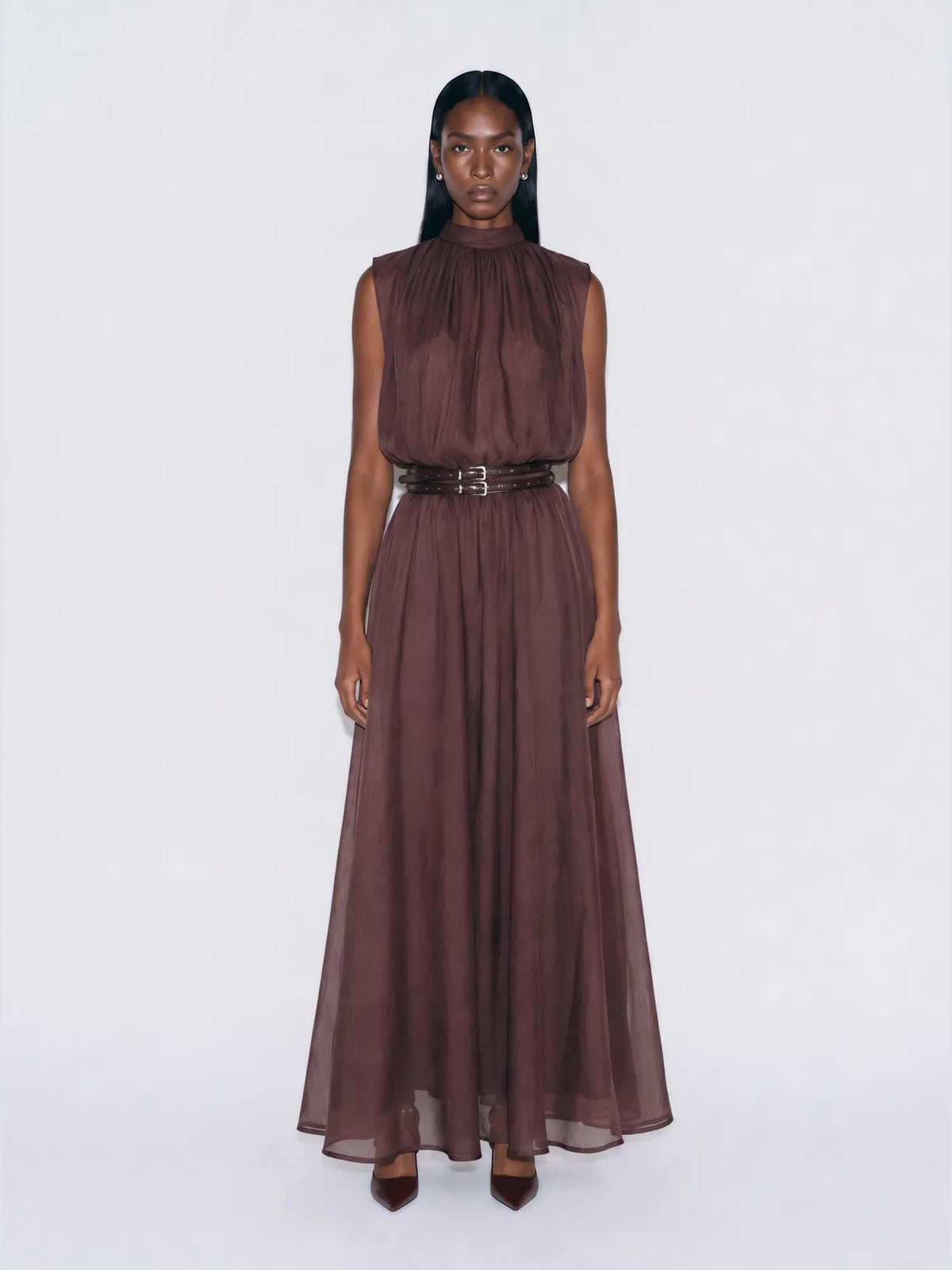 Callista Draped Sleeveless Maxi Dress