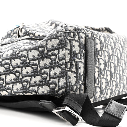Oblique Calfskin Rider Backpack Beige Black