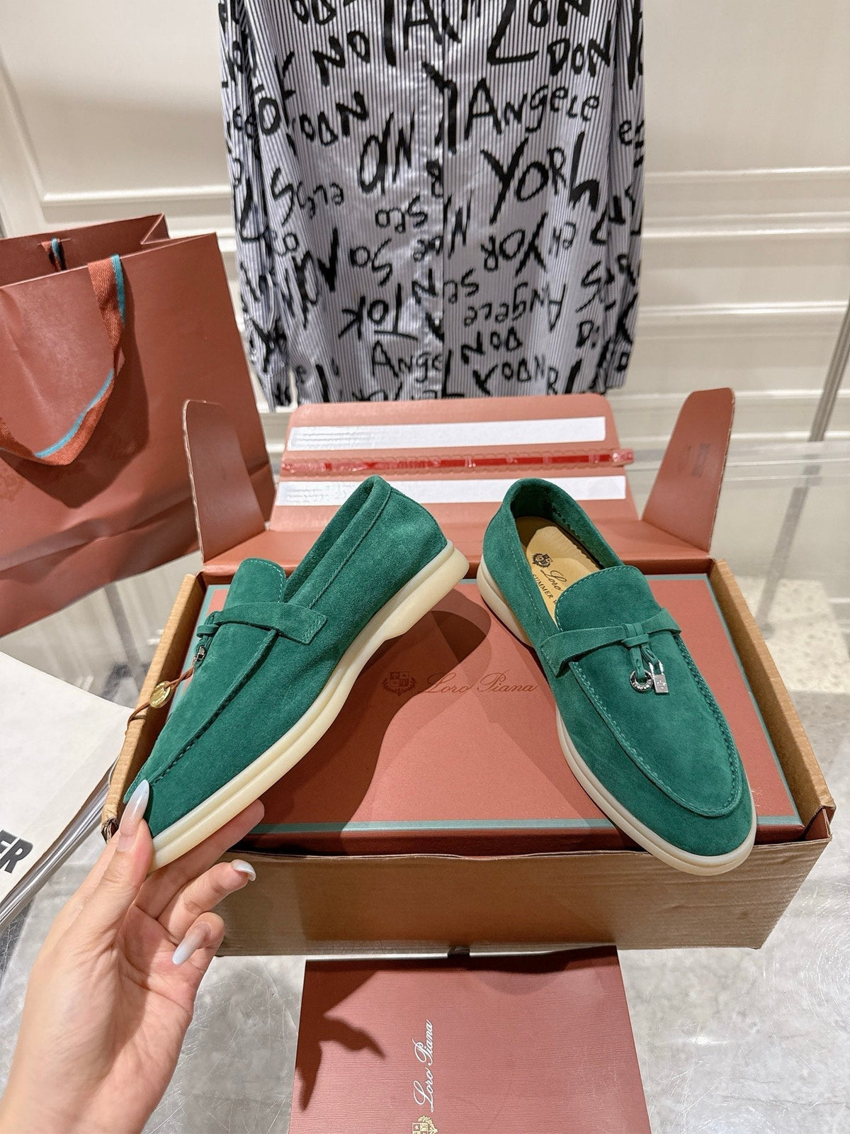 LP Summer Charms Walk Loafers Deep Green Suede 565857