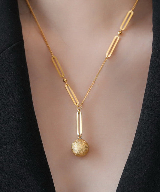 DIY Gold Stainless Steel Overgild Matte Little Ball Pendant Necklace