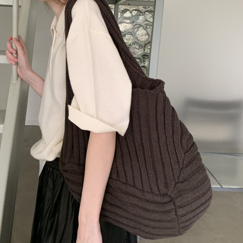 Chunky Knit Large Capacity Commuter Shoulder Bag