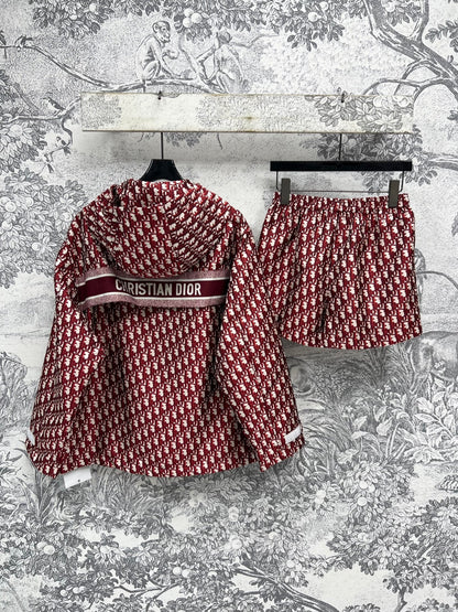 CD 25 Jacquard Patterned Jacket Set Red Polyester